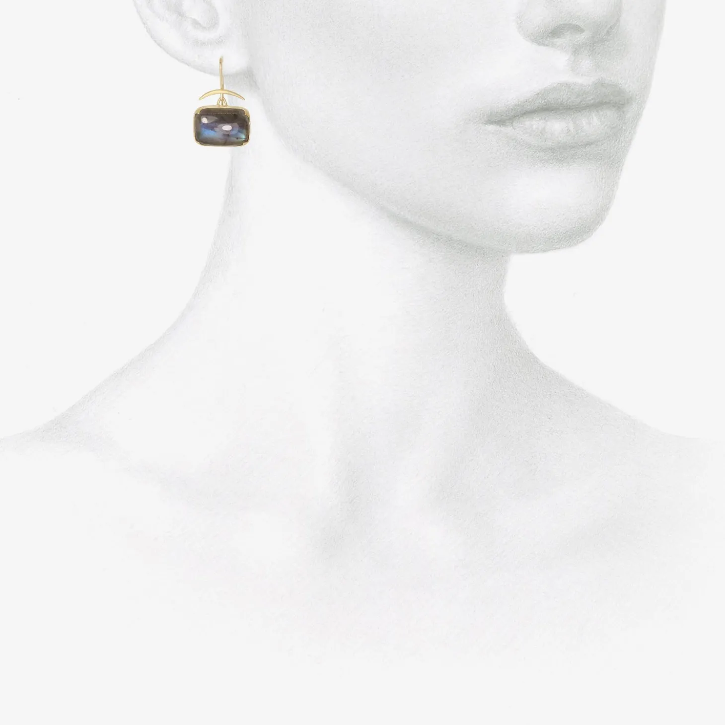 18k & horizontal cushion-shaped labradorite earrings