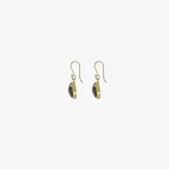 18k & horizontal oval black mother-of-pearl earrings