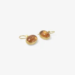 18k & horizontal oval imperial topaz drop earrings, 17.76ct