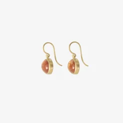 18k & horizontal oval imperial topaz drop earrings, 17.76ct