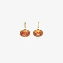 18k & horizontal oval imperial topaz drop earrings, 17.76ct
