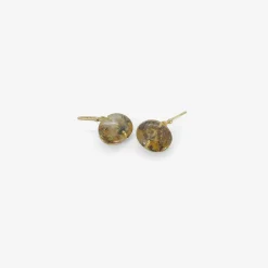 18k & horizontally-set dendritic quartz earring