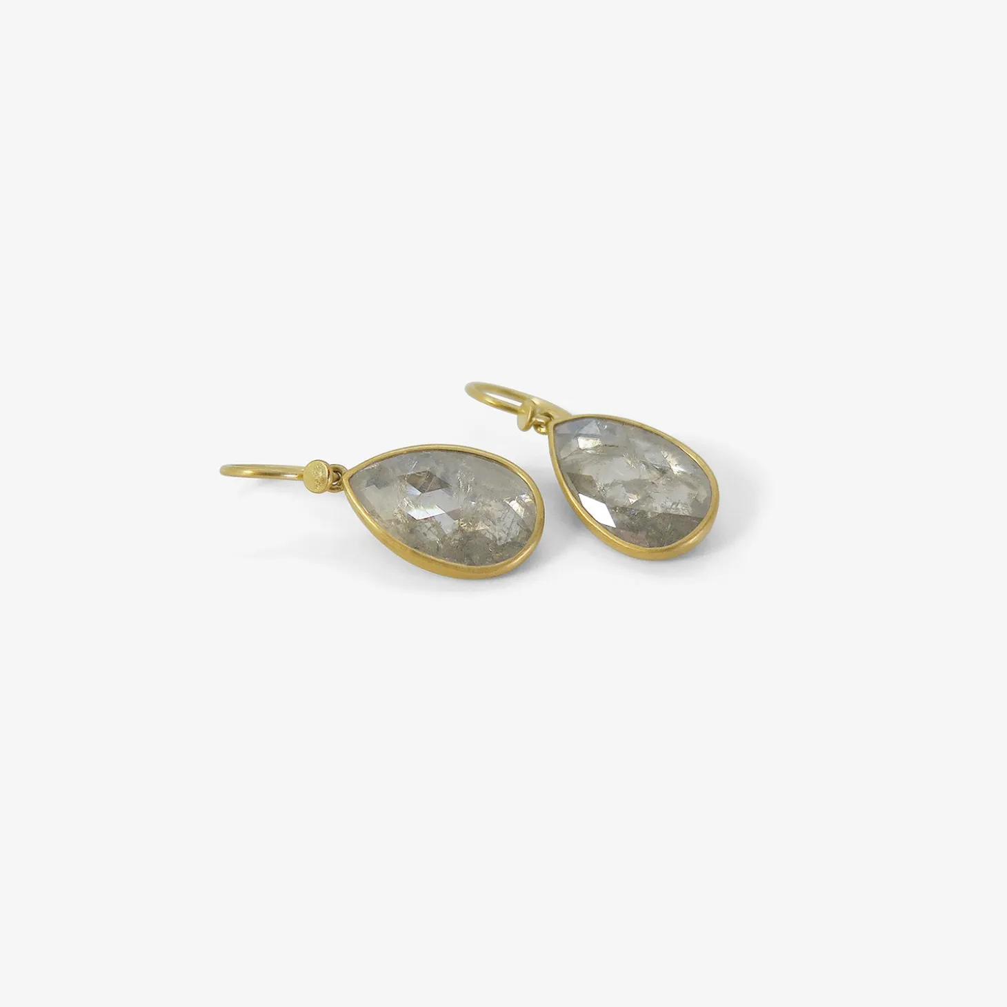 18k & icy grey pear-shaped diamond earrings, 4.72ct