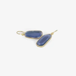 18k & iolite sequin pebble drop earrings, 4.45ct