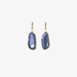 18k & iolite sequin pebble drop earrings, 4.45ct