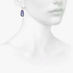 18k & iolite sequin pebble drop earrings, 4.45ct