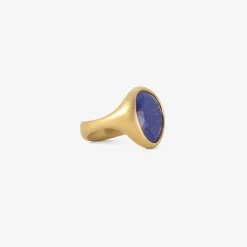 18k & lapis signet ring, 5.76ct