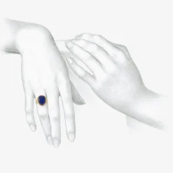 18k & lapis signet ring, 5.76ct