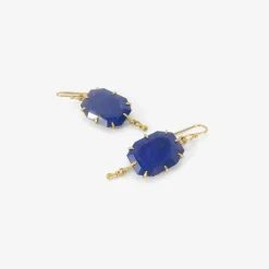 18k & lapis slice earrings with 22k drops