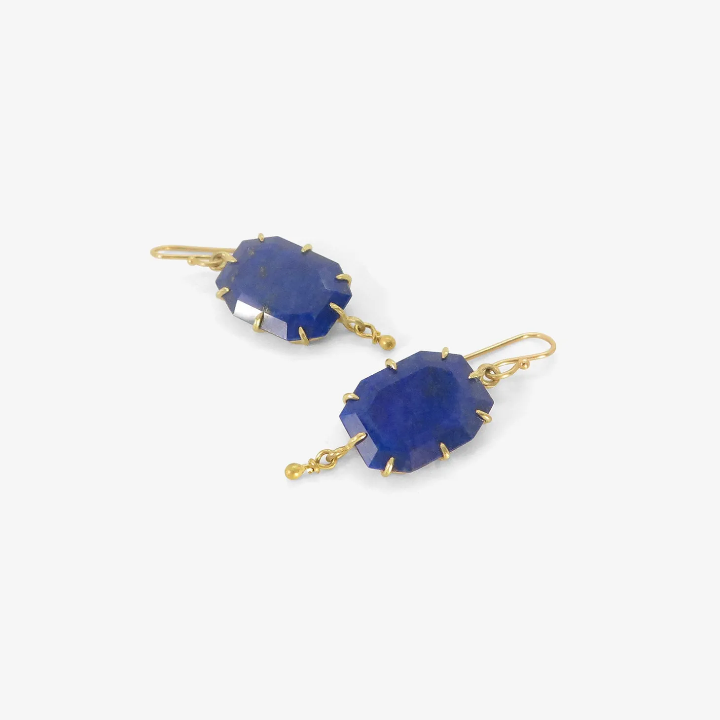 18k & lapis slice earrings with 22k drops