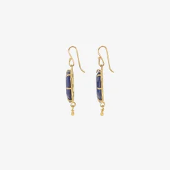 18k & lapis slice earrings with 22k drops