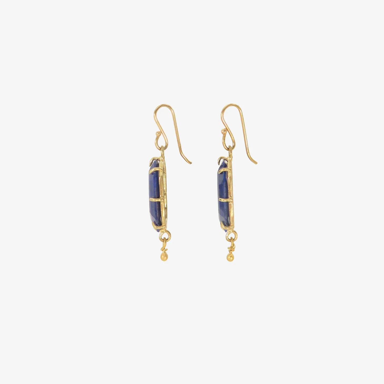 18k & lapis slice earrings with 22k drops