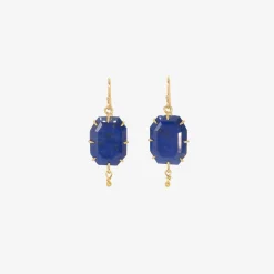 18k & lapis slice earrings with 22k drops