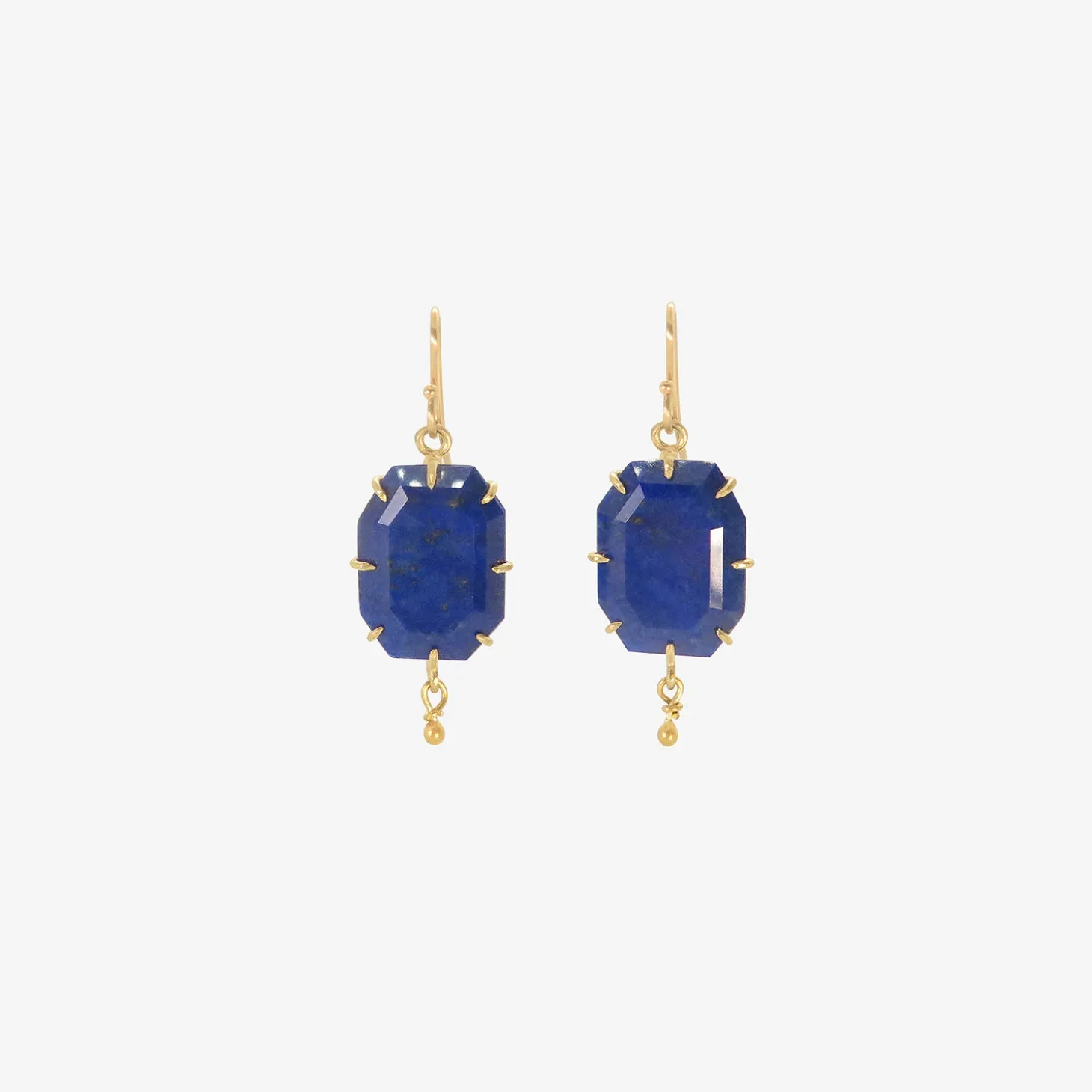 18k & lapis slice earrings with 22k drops