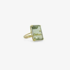 18k & large emerald-cut green beryl ring