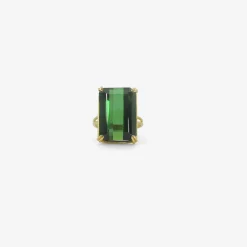 18k & large emerald-cut green tourmaline ring