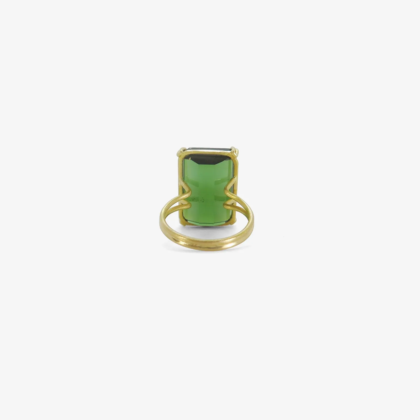 18k & large emerald-cut green tourmaline ring