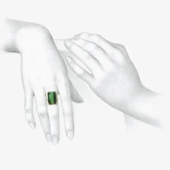 18k & large emerald-cut green tourmaline ring