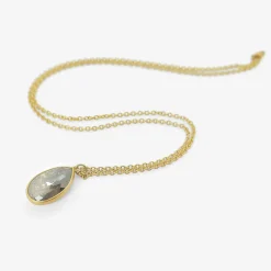18k & large grey diamond teardrop pendant, 6.84ct