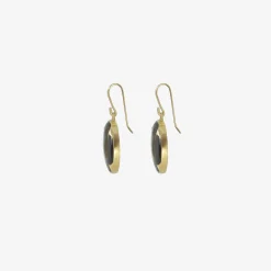 18k & large oval black mother-of-pearl earrings