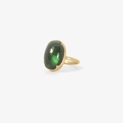 18k & large oval blue green tourmaline ring, 9.7ct