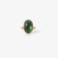 18k & large oval blue green tourmaline ring, 9.7ct