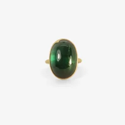 18k & large oval blue green tourmaline ring, 18.5ct