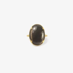 18k & large oval brown moonstone ring
