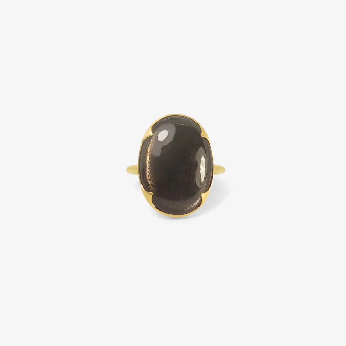 18k & large oval brown moonstone ring