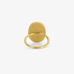 18k & large oval brown moonstone ring