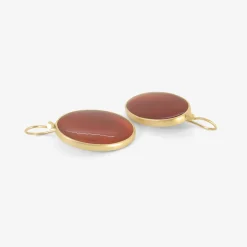 18k & large oval carnelian drop earrings, 23.79ct