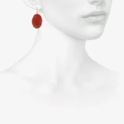 18k & large oval carnelian drop earrings, 23.79ct