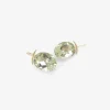 18k & large oval faceted green amethyst earrings