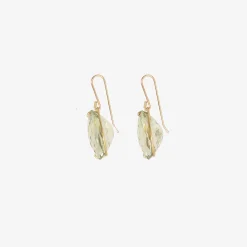 18k & large oval faceted green amethyst earrings