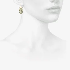 18k & large oval faceted green amethyst earrings