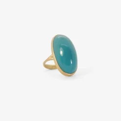 18k & large oval gem silica ring, 24.06ct
