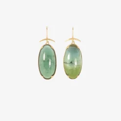 18k & large oval green tourmaline earrings