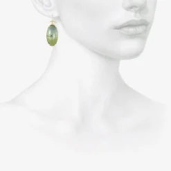 18k & large oval green tourmaline earrings