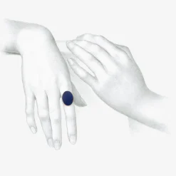 18k & large oval lapis slab ring