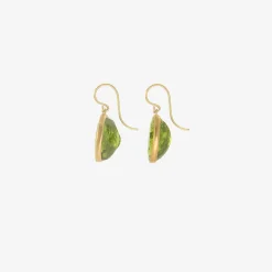 18k & large oval peridot drop earrings, 25.25ct
