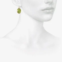 18k & large oval peridot drop earrings, 25.25ct