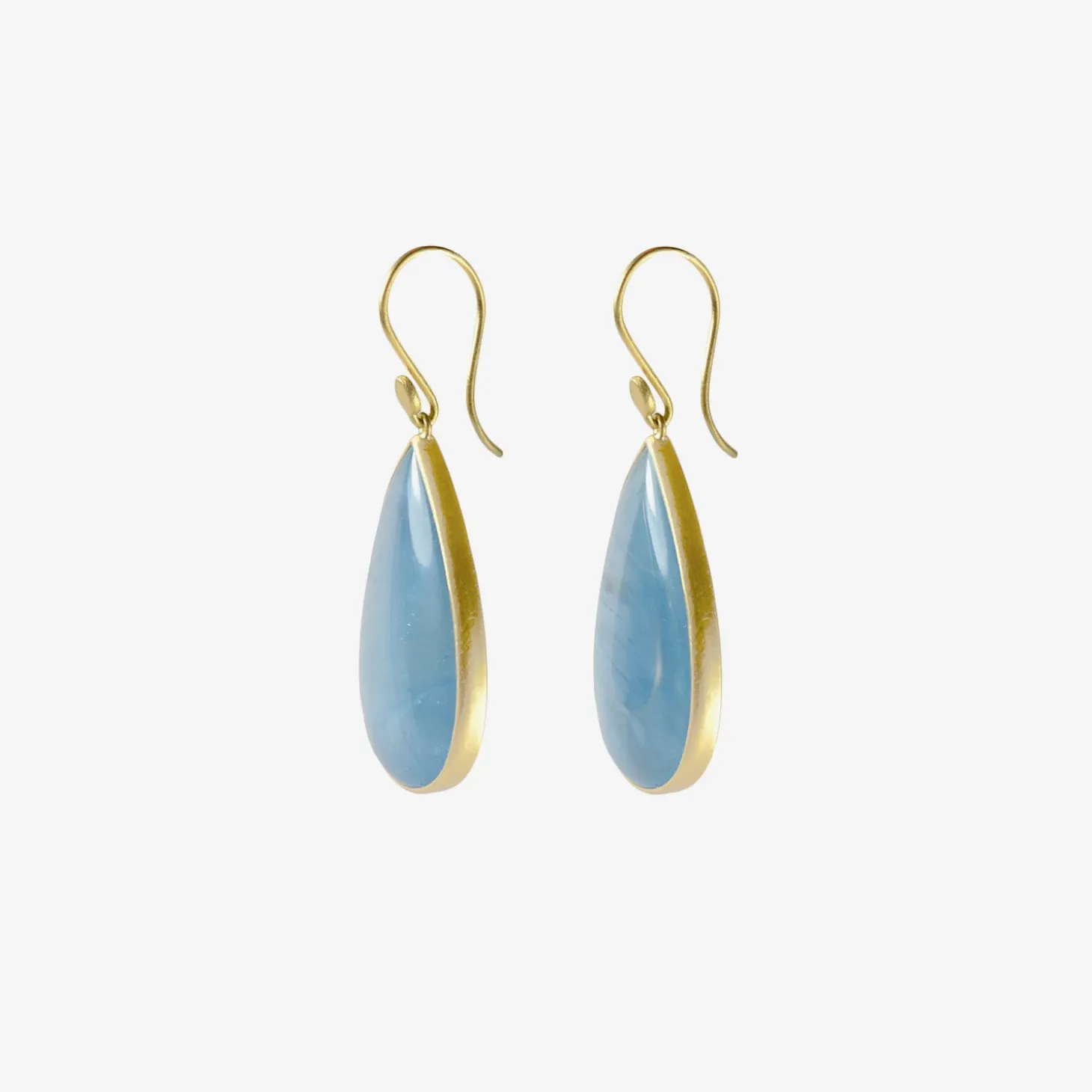 18k & large pear shape deep blue aquamarine earrings