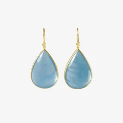 18k & large pear shape deep blue aquamarine earrings