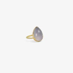18k & large pear-shaped blue chalcedony ring