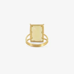 18k & large rectangular champagne citrine ring, 11.5ct