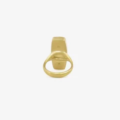 18k & large rectangular dendritic quartz ring