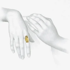 18k & large rectangular dendritic quartz ring