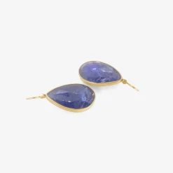18k & large rose-cut tanzanite pebble drop earrings, 27.95ct