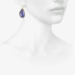18k & large rose-cut tanzanite pebble drop earrings, 27.95ct