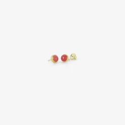 18k & large round coral studs, 1.98ct